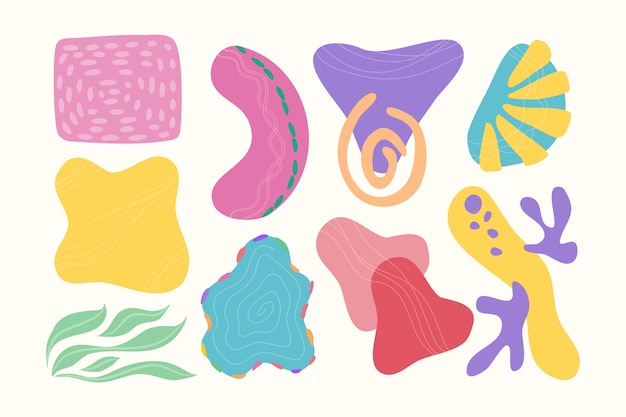 Hand drawn colorful abstract shape pack