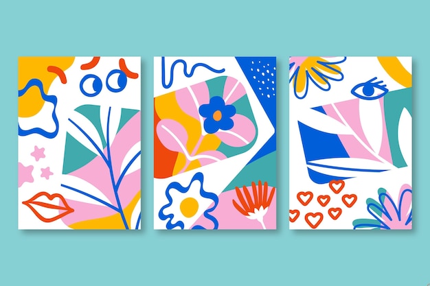Hand drawn colorful abstract shapes covers