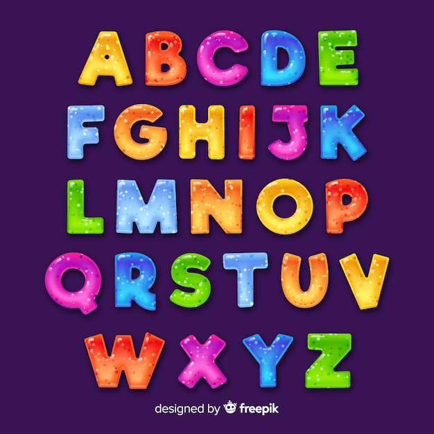 Free vector hand drawn colorful alphabet