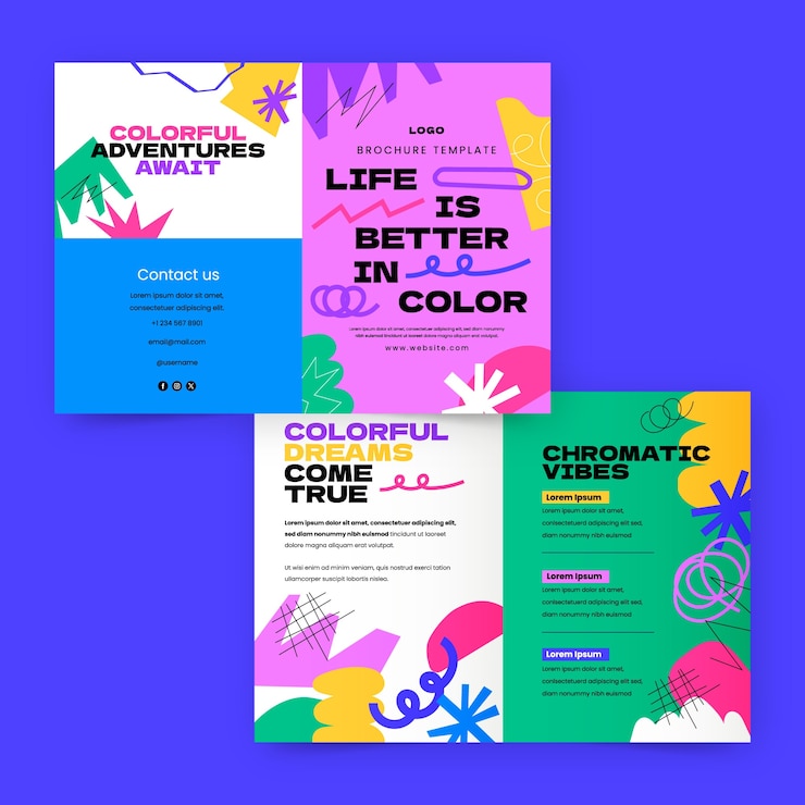 Free Vector hand drawn colorful brochure template