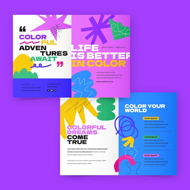 Free vector hand drawn colorful brochure template