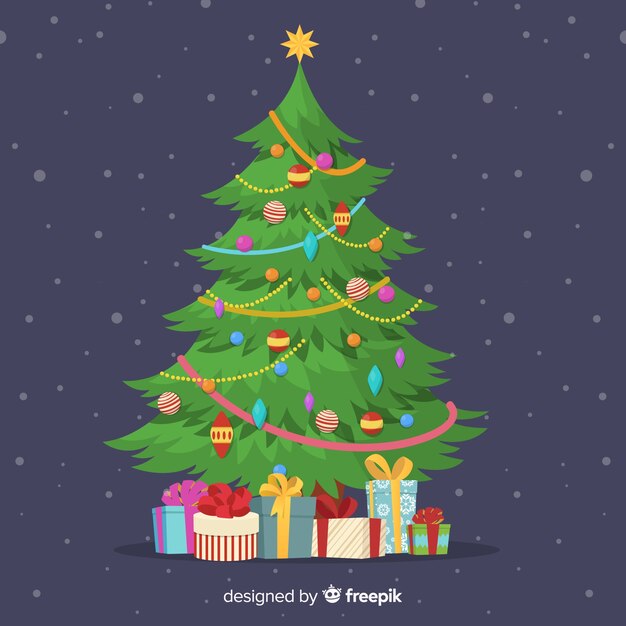 Рисованной красочные иллюстрации Рождественская елка