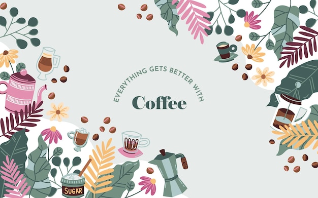 Free vector hand drawn colorful coffee background