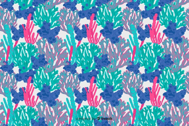 Hand drawn colorful coral background