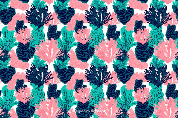 Hand drawn colorful coral background