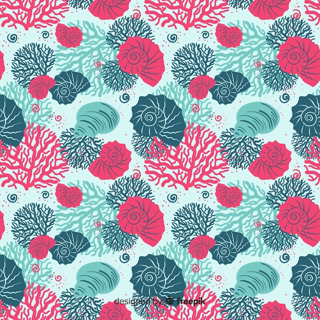 Hand drawn colorful coral background