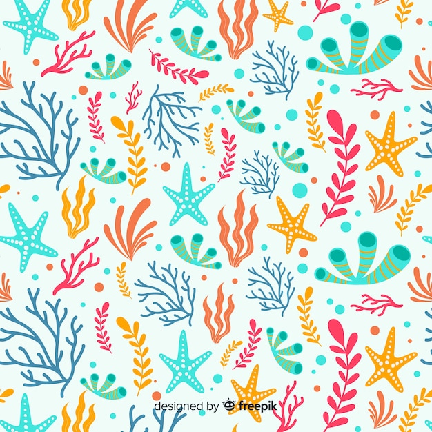 Hand drawn colorful coral background