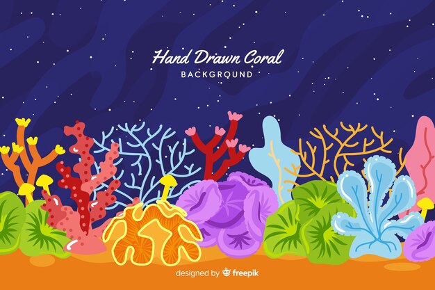 Hand drawn colorful coral background