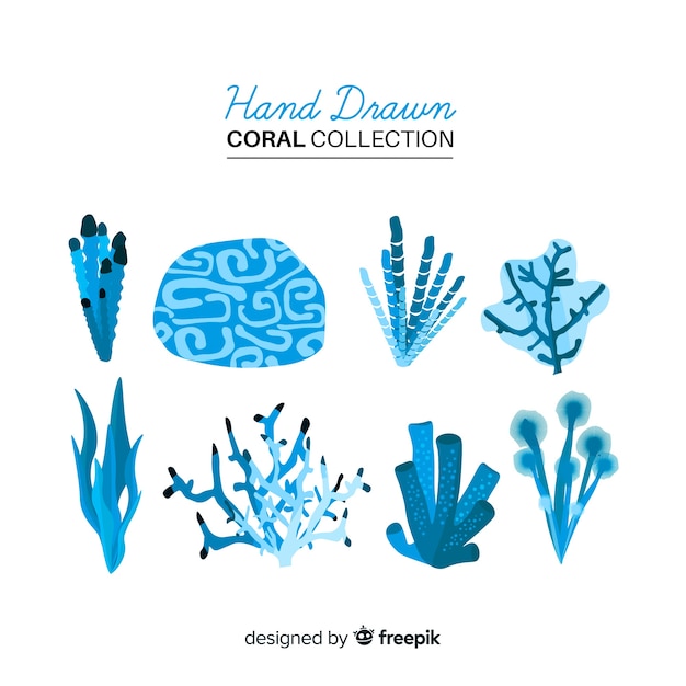 Free vector hand drawn colorful coral collection