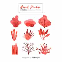 Free vector hand drawn colorful coral collection