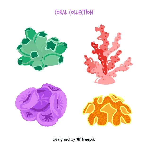 Бесплатное векторное изображение Ручной обращается красочный коралловый пакет