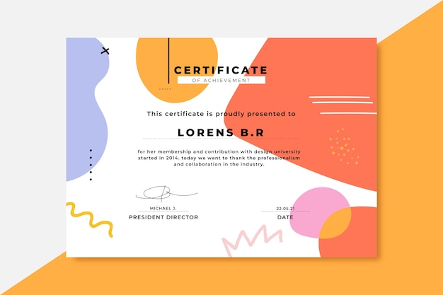 Hand drawn colorful design certificates