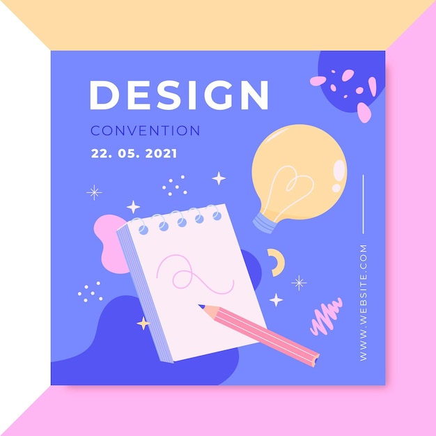 Hand drawn colorful design instagram post