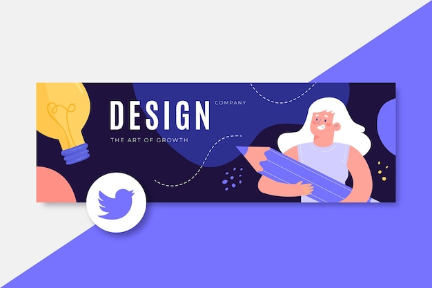 Vettore gratuito intestazione di twitter design colorato disegnato a mano