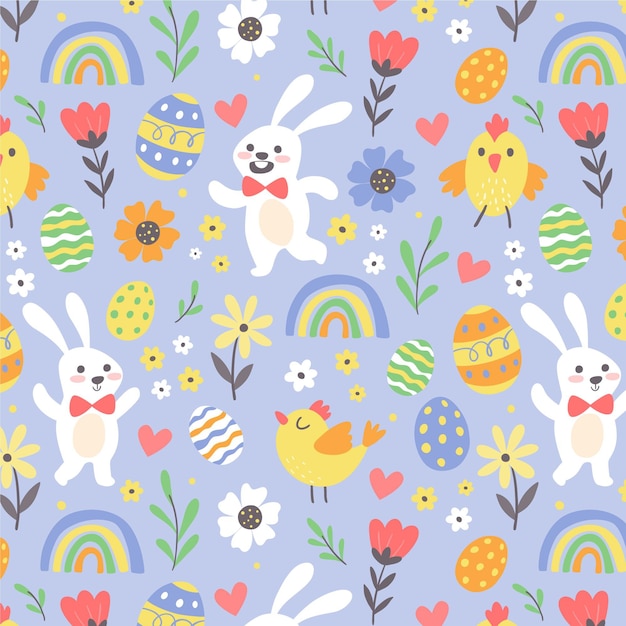 Hand drawn colorful easter pattern