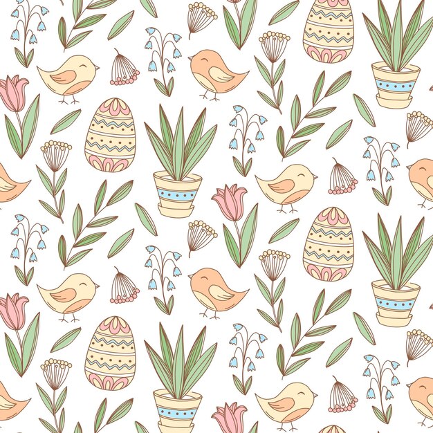 Hand drawn colorful easter pattern