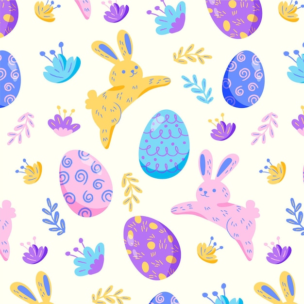 Hand drawn colorful easter pattern