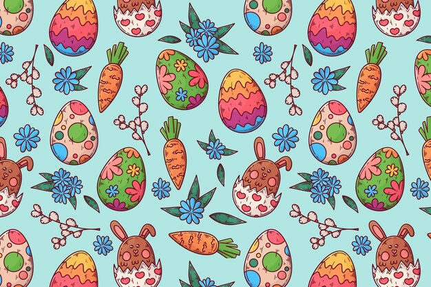 Hand drawn colorful easter pattern