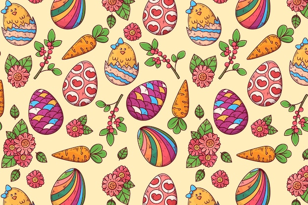 Free vector hand drawn colorful easter pattern