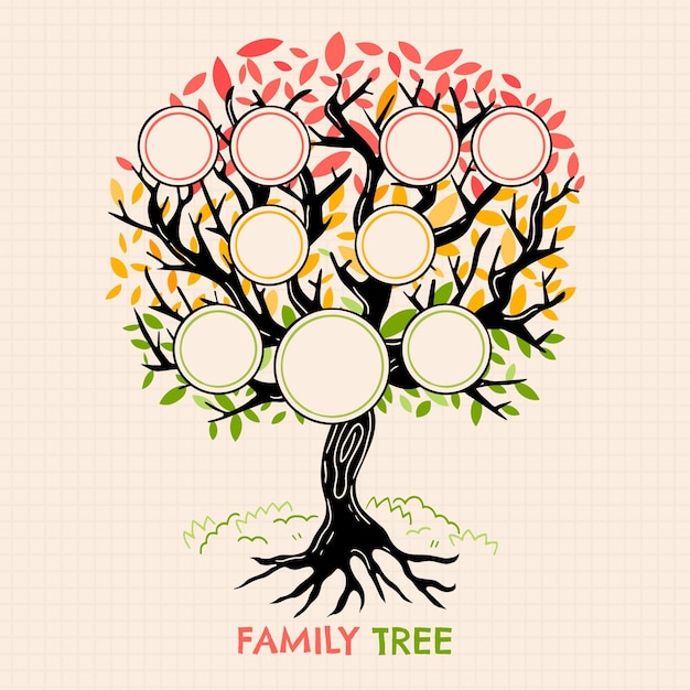 Vector Family Tree Design Template with Avatars Stock Vector - Illustration  of lineage, family: 235438988