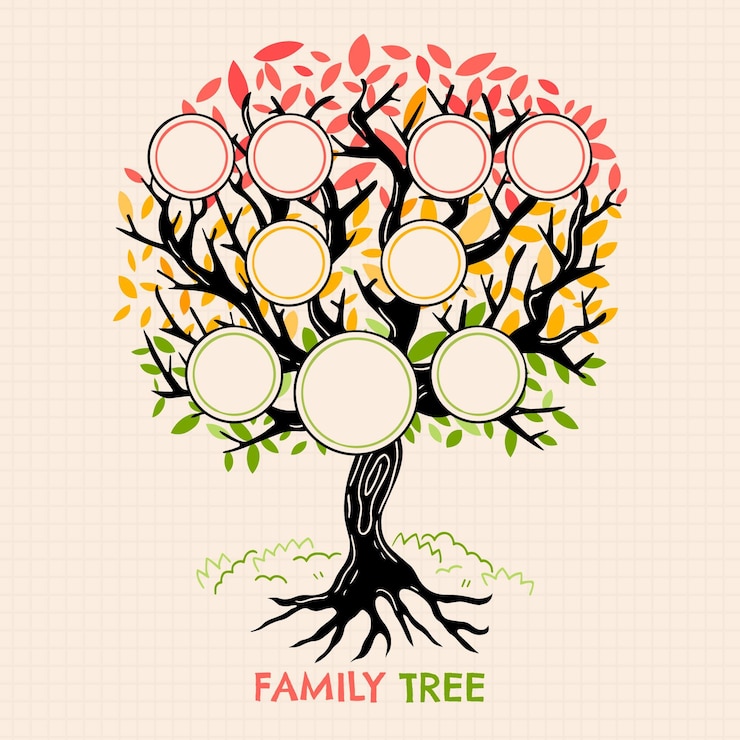 Free Vector hand drawn colorful family tree
