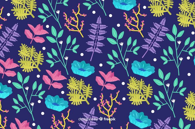 Hand drawn colorful floral background