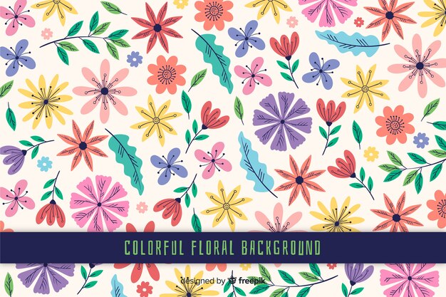 Hand drawn colorful floral background