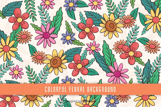 Free vector hand drawn colorful floral background