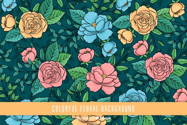 Hand drawn colorful floral background