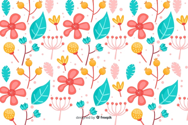 Hand drawn colorful floral background