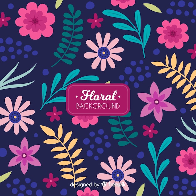 Hand drawn colorful floral background