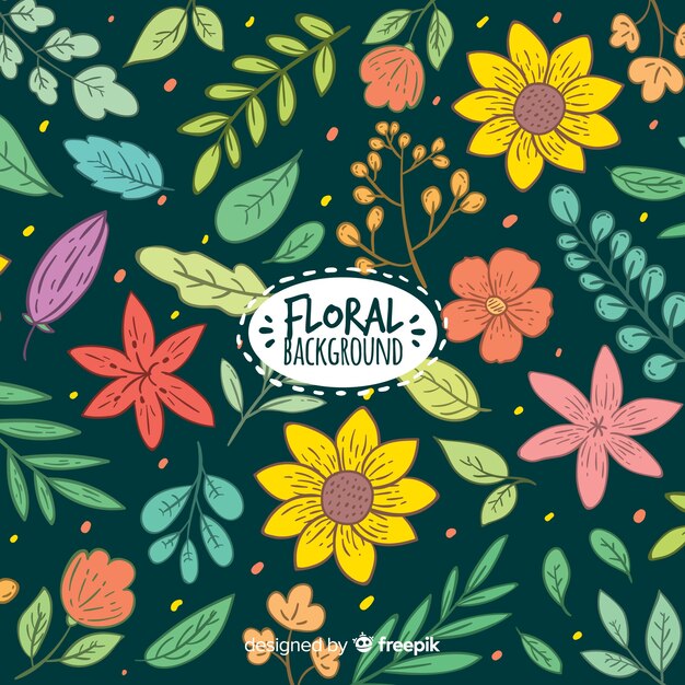 Hand drawn colorful floral background