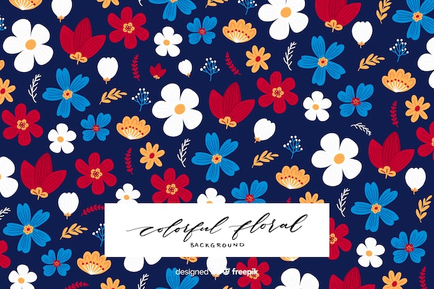 Hand drawn colorful floral background