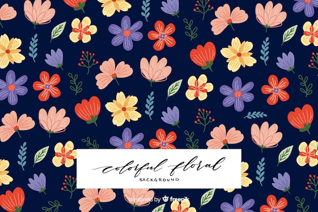 Hand drawn colorful floral background