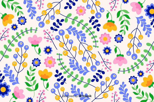 Hand drawn colorful floral background