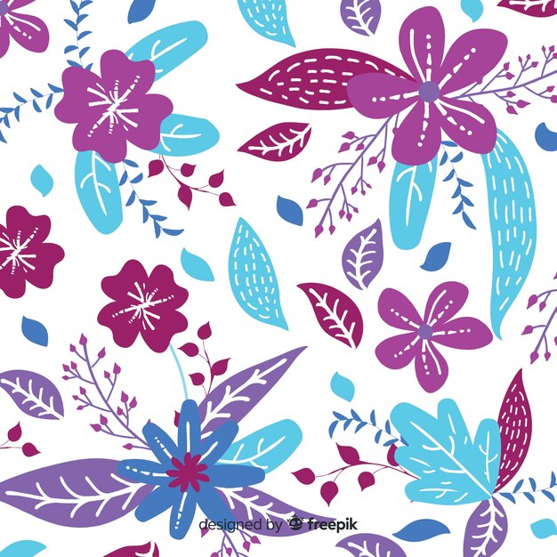 Hand drawn colorful floral background