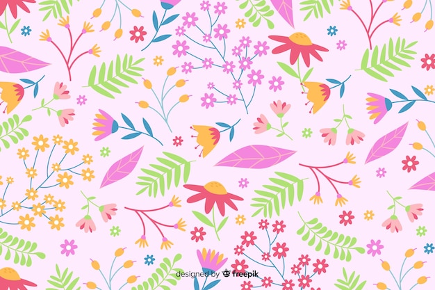 Hand drawn colorful floral background