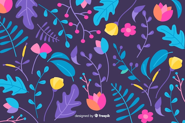 Hand drawn colorful floral background