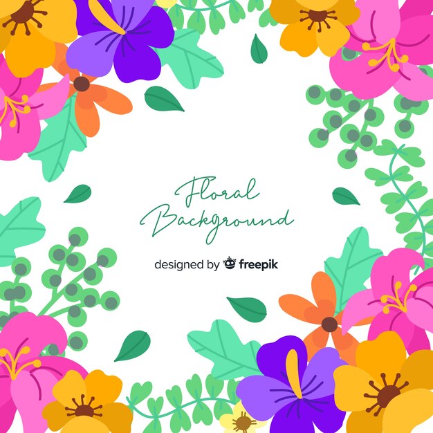 Hand drawn colorful floral background