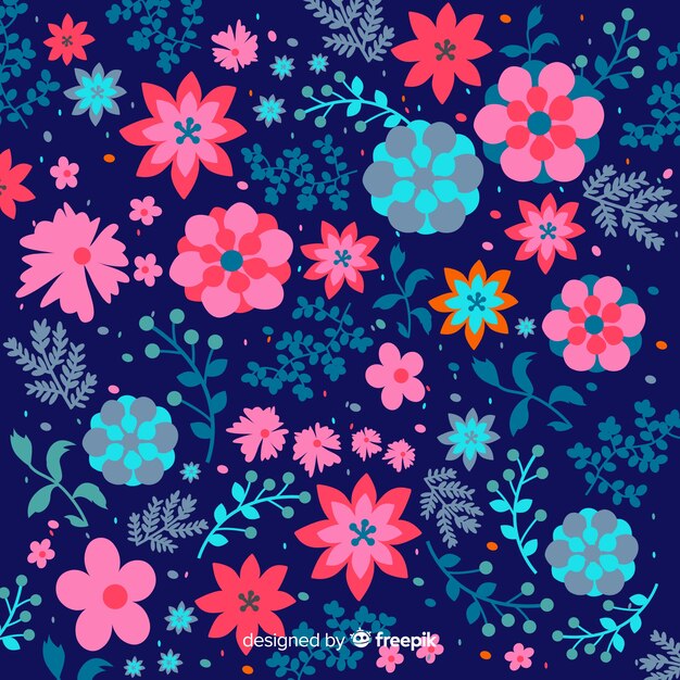 Hand drawn colorful floral background