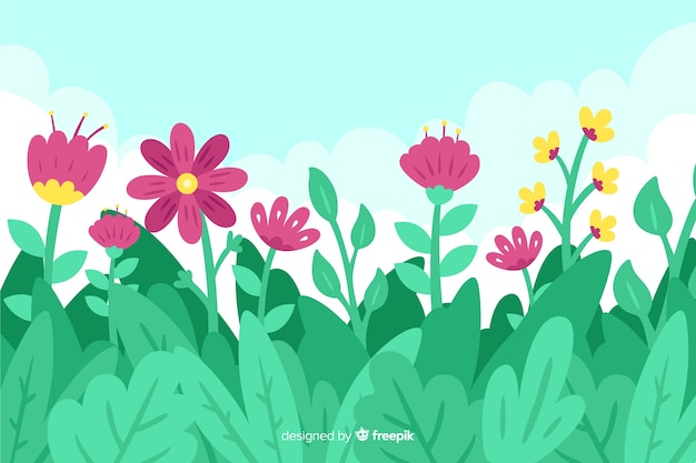 Free vector hand drawn colorful floral background