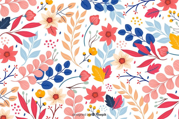 Hand drawn colorful floral background