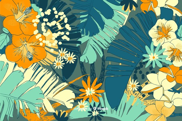 Hand drawn colorful floral background