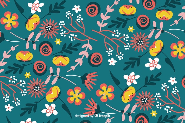 Hand drawn colorful floral pattern