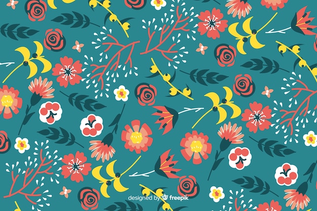 Hand drawn colorful floral pattern