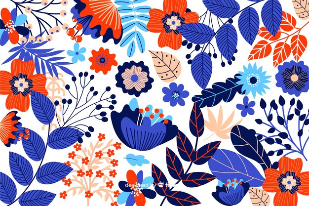 Hand drawn colorful flowers background