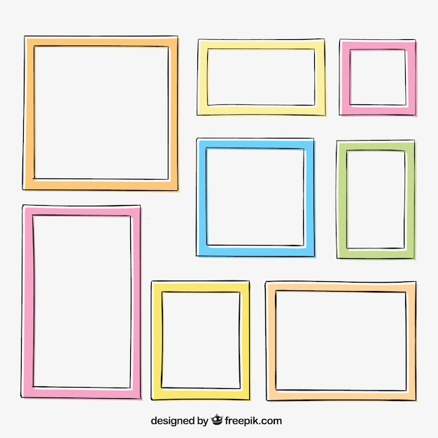 Free vector hand drawn colorful frames