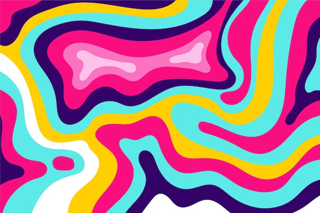 Hand drawn colorful groovy psychedelic background