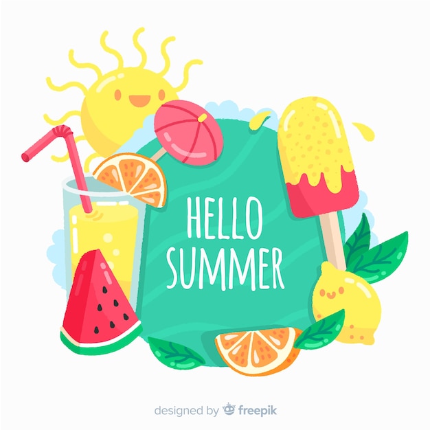 Free vector hand drawn colorful  hello summer background