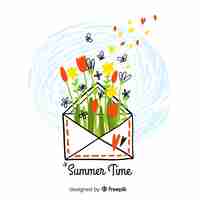 Бесплатное векторное изображение Рисованной красочный привет лето фон
